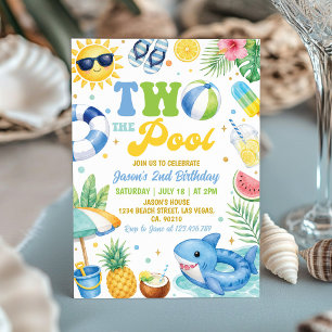 Invitation Deux à la piscine Fête d'anniversaire d'été plage