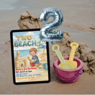 Invitation Deux à la plage 2e anniversaire
