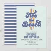 Invitation Deux à la plage Planche de surf Deuxième anniversa (Devant / Derrière)