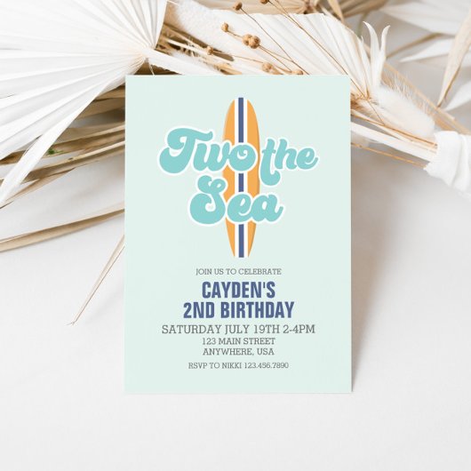 Invitation Deux à la planche de surf de mer 2e anniversaire