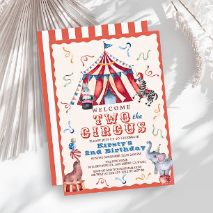 Invitation Deux à la tente de cirque Carnaval Animaux 2ème an
