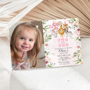 Invitation Deux à l'invitation d'anniversaire du safari zoo