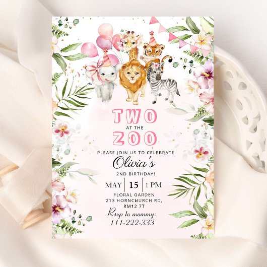 Invitation Deux à l'invitation d'anniversaire du safari zoo