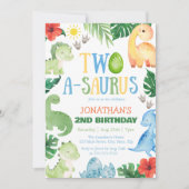 Invitation Deux A-Saurus Dino 2e Anniversaire (Devant)