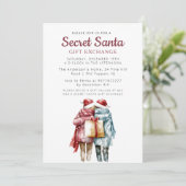 Invitation Deux amis et une fête de Noël Secret Santa avec de (Debout devant)