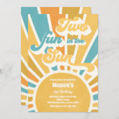 Invitation Deux Amusement Au Soleil Soleil 2e Anniversaire Bl (Devant / Derrière)