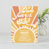 Invitation Deux Amusement Au Soleil Sunshine 2e Anniversaire (Debout devant)