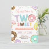 Invitation Deux ânesse de Donut Girl 2e anniversaire saupoudr (Debout devant)