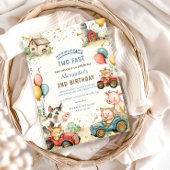 Invitation Deux animaux de ferme rapides 2e anniversaire