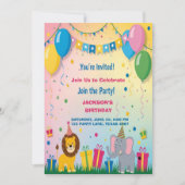 Invitation Deux animaux Safari Anniversaire (Devant)