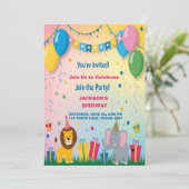 Invitation Deux animaux Safari Anniversaire (Debout devant)