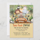 Invitation Deux Animaux Safari Fast 2Wild Car 2e anniversaire (Devant)