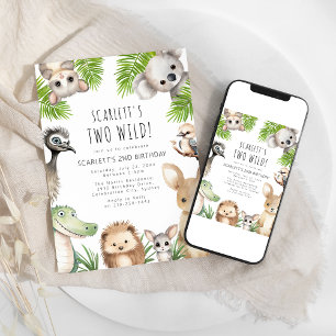 Invitation Deux Animaux Sauvages Australiens Fêtent leur Anni