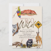 Invitation Deux animaux sauvages d'Australie 2e anniversaire (Devant)