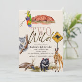 Invitation Deux animaux sauvages d'Australie 2e anniversaire (Debout devant)