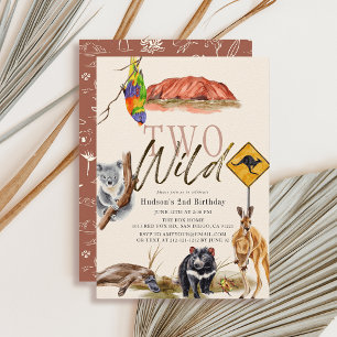 Invitation Deux animaux sauvages d'Australie 2e anniversaire