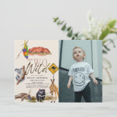 Invitation Deux animaux sauvages d'Australie Photo 2e anniver (Debout devant)