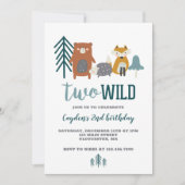 Invitation Deux animaux sauvages de forêt deuxième anniversai (Devant)
