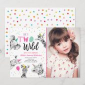 Invitation Deux animaux sauvages de la fête Safari deuxième a (Devant / Derrière)