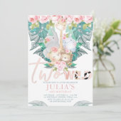 Invitation Deux animaux sauvages de la jungle Anniversaire mi (Debout devant)