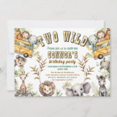 Invitation Deux animaux sauvages de la jungle fête d'annivers (Devant)