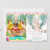 Invitation Deux animaux sauvages de la jungle Photo d'anniver (Devant)