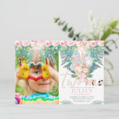 Invitation Deux animaux sauvages de la jungle Photo d'anniver (Debout devant)