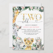 Invitation Deux animaux sauvages de la Jungle Safari 2e anniv (Devant)