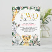 Invitation Deux animaux sauvages de la Jungle Safari 2e anniv (Debout devant)