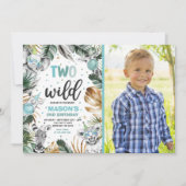 Invitation Deux animaux sauvages de la Jungle Safari 2e fête  (Devant)