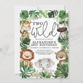 Invitation Deux animaux sauvages de Safari Tropical 2e annive (Devant)