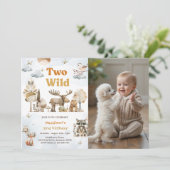 Invitation Deux animaux sauvages du bois photo de la fête du  (Debout devant)