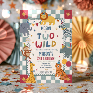 Invitation Deux animaux sauvages pour une fête de 2e annivers