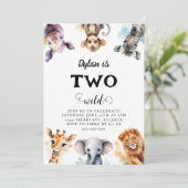 Invitation Deux animaux sauvages Safari 2e anniversaire (Debout devant)