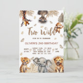 Invitation Deux animaux sauvages Safari 2e anniversaire (Debout devant)
