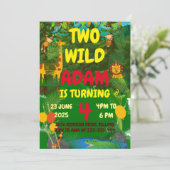 Invitation Deux animaux sauvages Safari 2e anniversaire (Debout devant)