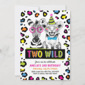 Invitation Deux animaux sauvages Safari 2e Empreinte de léopa (Devant)