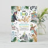 Invitation Deux animaux sauvages Safari 2e fête d'anniversair (Debout devant)