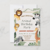 Invitation Deux animaux sauvages Safari Anniversaire (Devant)