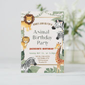 Invitation Deux animaux sauvages Safari Anniversaire (Debout devant)