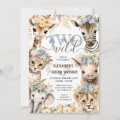 Invitation DEUX animaux sauvages Safari Boy 2e anniversaire (Devant)
