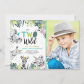 Invitation Deux animaux sauvages Safari Boy Birthday Invitati (Devant)