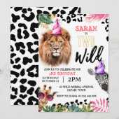 Invitation Deux animaux sauvages Safari Invitat de fête de 2e (Devant / Derrière)