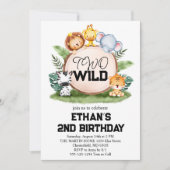 Invitation Deux animaux sauvages Safari Jungle 2e fête d'anni (Devant)
