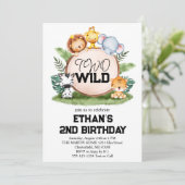 Invitation Deux animaux sauvages Safari Jungle 2e fête d'anni (Debout devant)