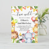 Invitation Deux animaux sauvages Safari Jungle 2e fête d'anni (Debout devant)