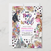 Invitation Deux animaux sauvages Safari Rainbow Cheetah Anniv (Devant)