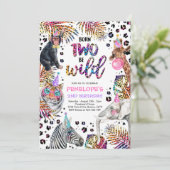 Invitation Deux animaux sauvages Safari Rainbow Cheetah Anniv (Debout devant)