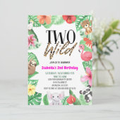 Invitation Deux animaux sauvages tropicaux fête du 2e anniver (Debout devant)