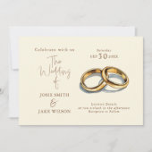 Invitation Deux anneaux de Mariage d'or mariage (Devant)